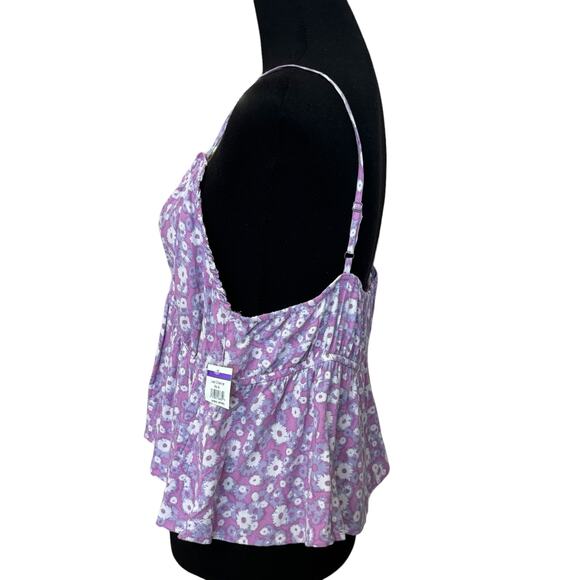 New ~ ABOUND - NORDSTROM ~ 100% Viscose Wind Daisy Purple Swing Camisole Medium - Picture 2 of 4